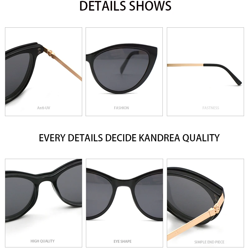 KANDREA Fashion Cat Eye Sunglasses Women  2 In 1 Magnetic Optical Myopia Eyeglasses Popular Prescription Glasses Frame CD6817