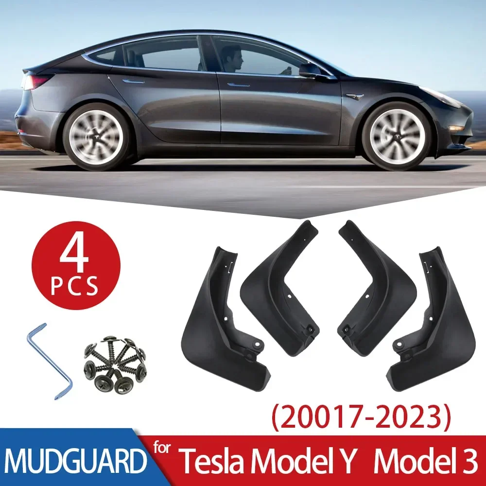 4PCS for Tesla Model Y 2020-2023 Splash Guard Mud Flaps Mudflpas Guards Front & Rear Comes with screws