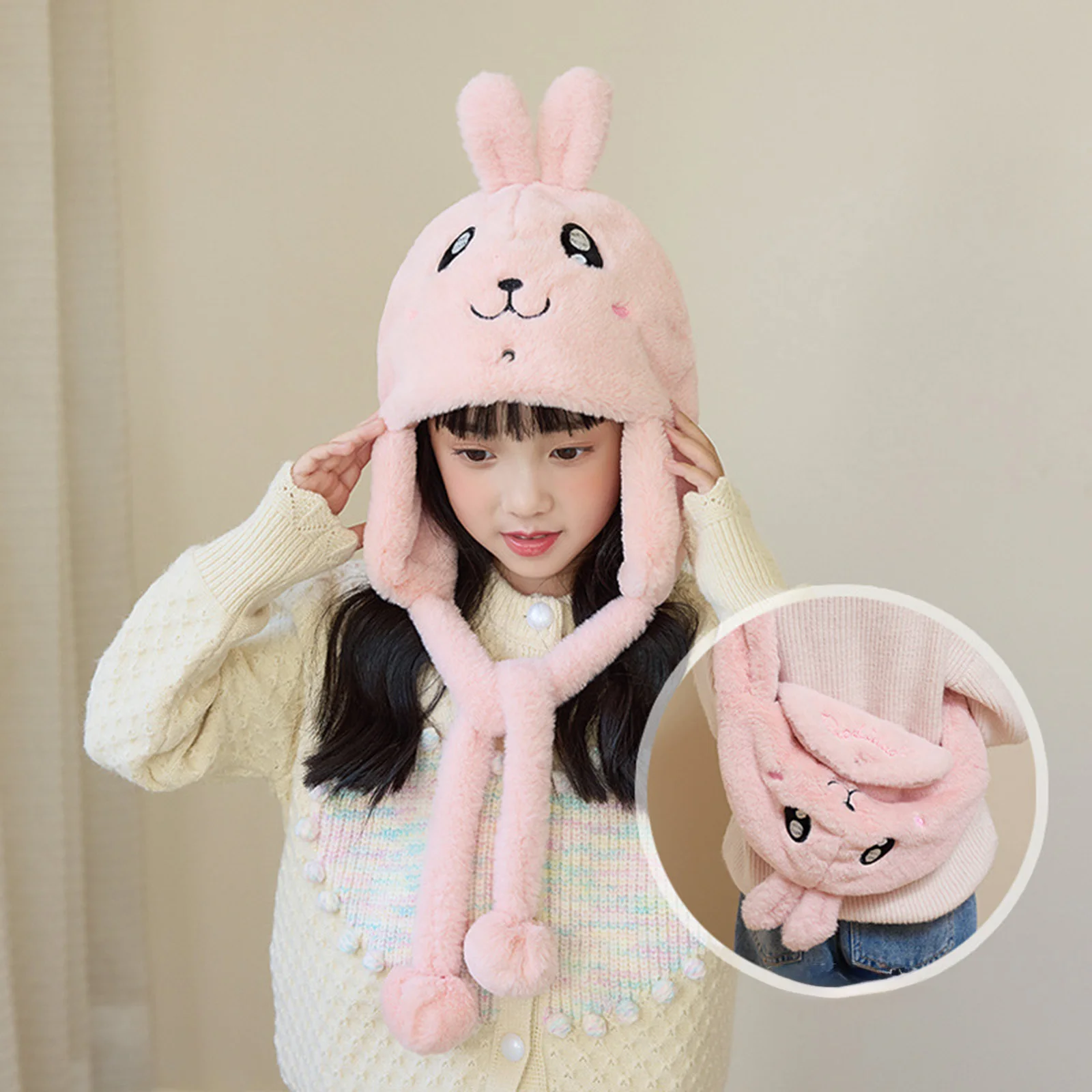 

Kids Baseball Hat Cute Childrens Glasses Lei Feng Hat Thickened Fleece Lined Earmuff Warm Pullover Hat Hat with Scarf for Kids