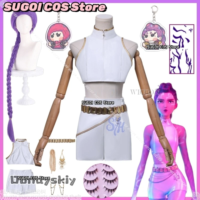 

Rumi Huntrix WHAT IT SOUNDS LIKE сценическая форма Kawaii фильм Kpop демон косплей белый Корея идол сексуальное мини-платье Хэллоуин