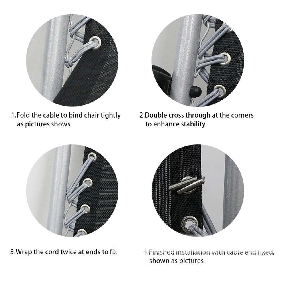 

4 Pcs Bungee Cord Rope Tie Accessories for Chaise Lounges Longue Chair Grey Rubber Durable Elastic Outdoor Beach Chair
