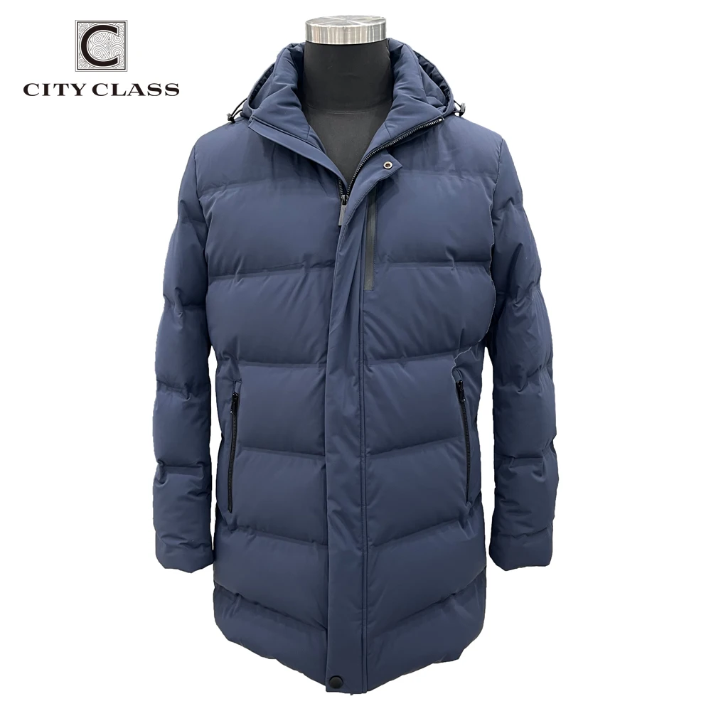 CITY CLASS Winter Coat Men Duck Down Coats Fashion Super Warm Puffer Long Coats for Male Detachable Hood Zipper CC321601