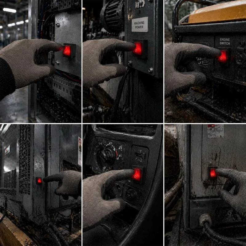 1-10pcs Waterproof Dustproof Cover on-Off Toggle Switch with Red LED Indicato 4 Pin 2 Position KCD4 Rocker Switch Accessories