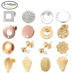 Pendientes de tuerca de acero inoxidable 304 con lazo dorado para mujer, accesorios para hacer joyas, 5-28 piezas