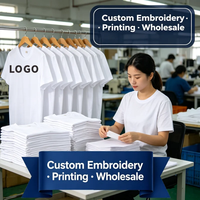 T Shirt Printing Business Pure Cotton Custom Printing Embroidery Wholesale Resale Blank Tee