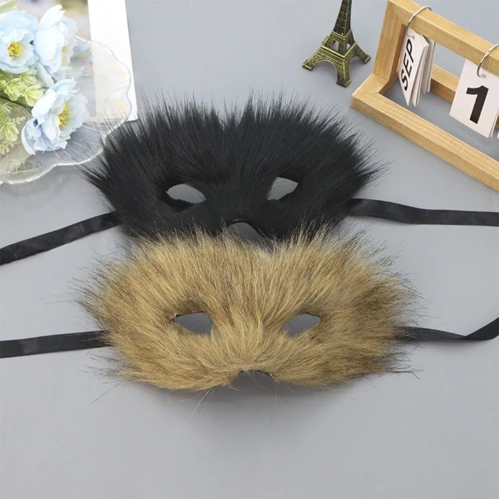 

Funny Cartoon Plush Cat Mask Animal Halloween Decoration Halloween Plush Mask Eye Mask Long Furry Masquerade Mask Cosplay Props