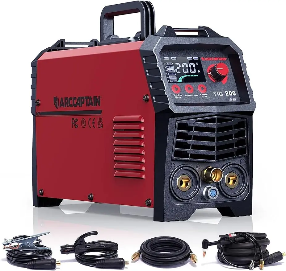 TIG Welder 200A, High Frequency 110v/220v Dual Voltage TIG/Stick/Arc 2 in 1 Welder LED Digital Display