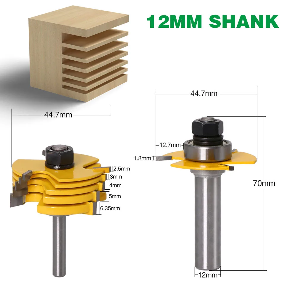 

Adjustable Slotting Cutter Replaceable Blade T-Router Bit Multi-Function Woodworking Joinery Set