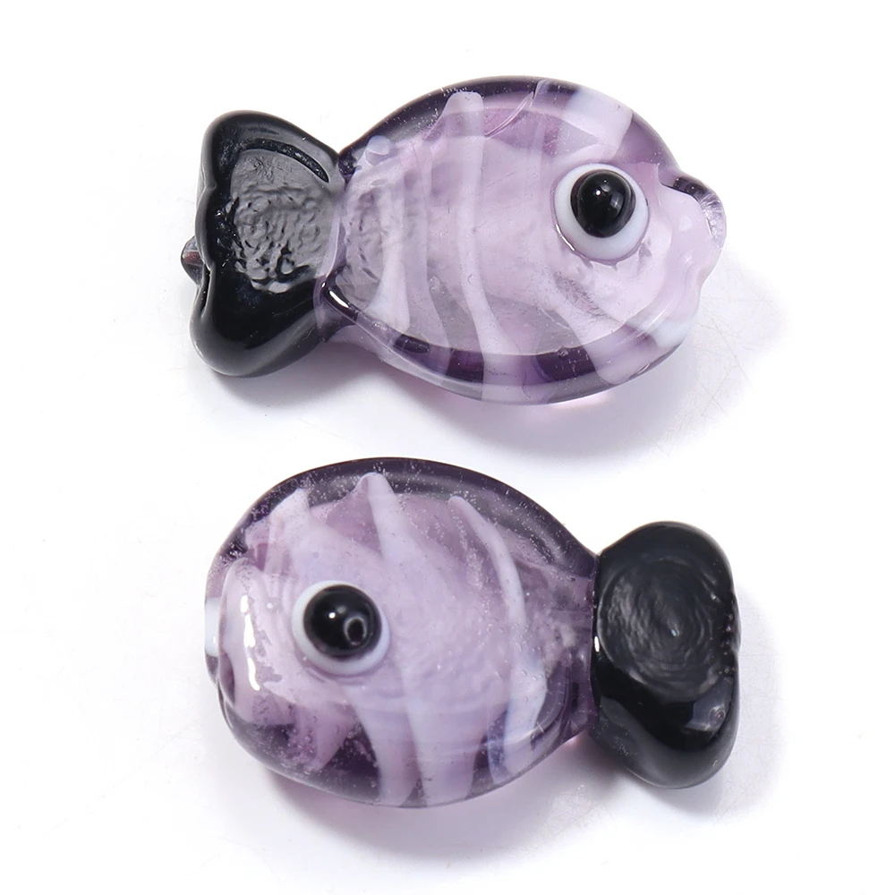 2pcs Cute Colorful Stripe Lampwork Glass Beads
