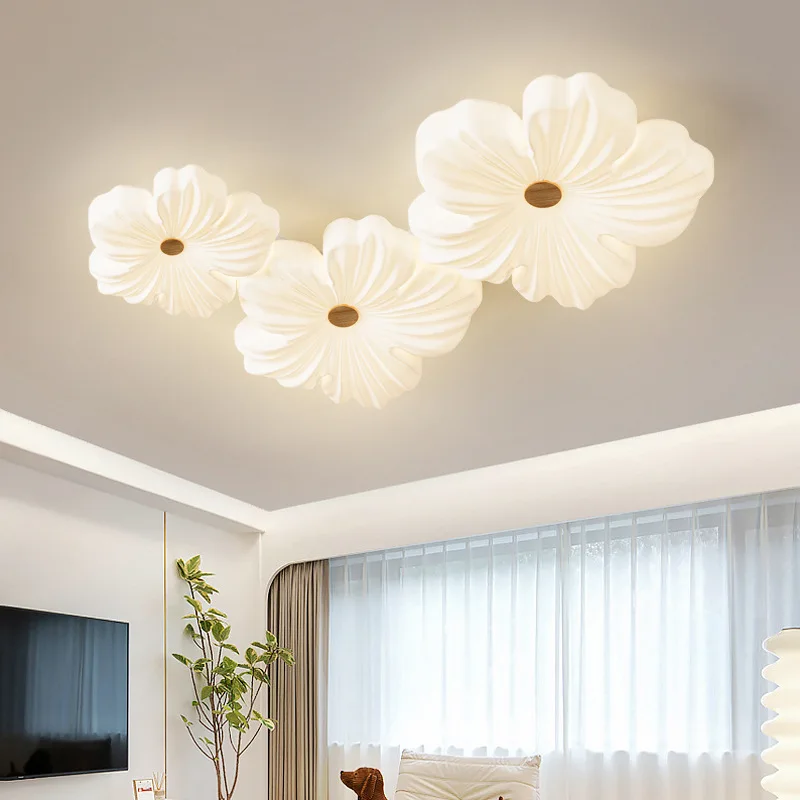 Modern Bedroom Ceiling Light Home Decor LED Chandelier For Living Room Children's Nursery Dining Table White Flower Pendant Lamp