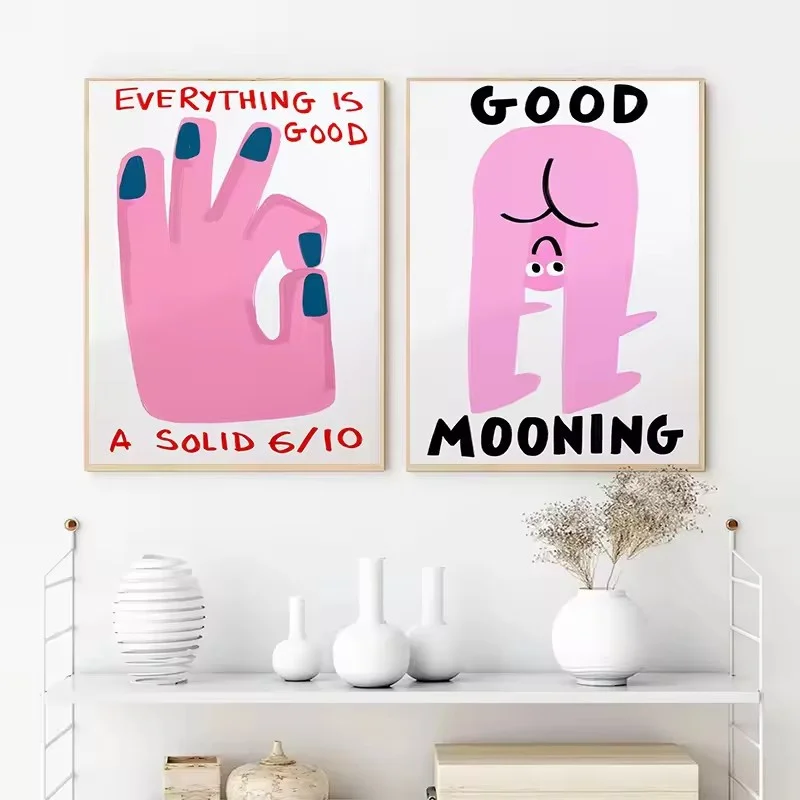 Humorous Slogan Nice Bum Cartoon Prints Family Canvas Painting Funny Toilet Bathroom Posters Alien Wall Pictures Home Room Decor