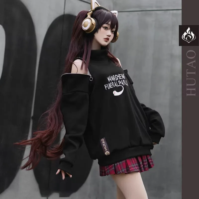 Hu Tao Cosplay Costume Game Genshin Impact Character Japanese Coat Sweatshirt Daily Suit for Women Anime Party Roleplay Outfits