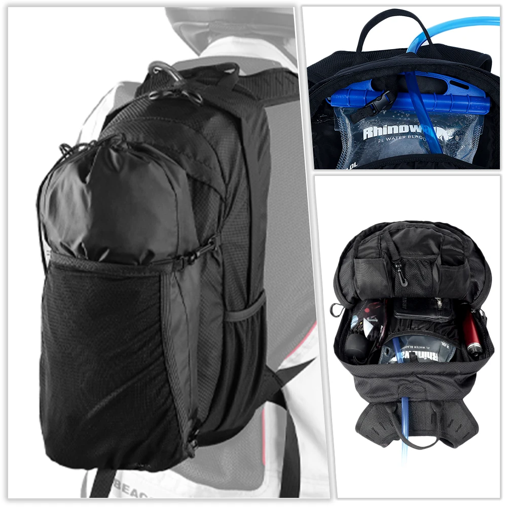 Rhinowalk Motorcycle Riding Backpack 12L+ Water Bag 2L Set Hydration Bladder Big Capacity BPA-Free Water Bladder Hiking Running