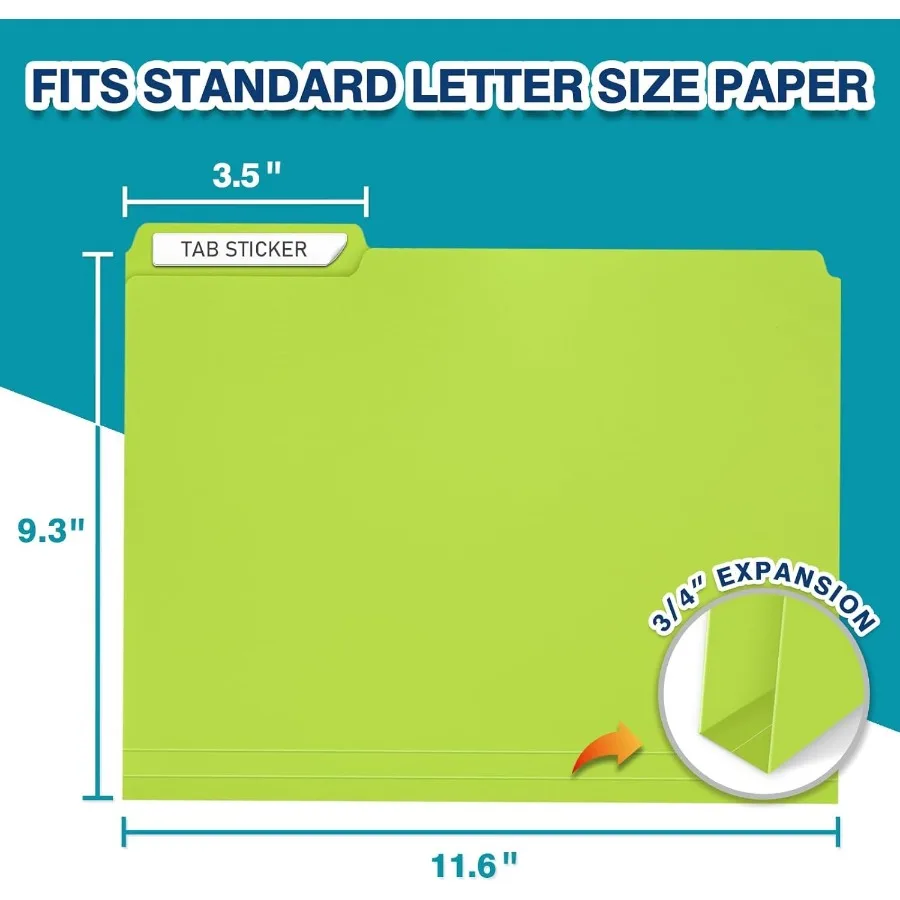 H4D 30팩 컬러 파일 폴더 플라스틱 마닐라 폴더 1/3 컷 탭 레터 사이즈 가정 학교 사무용품 문서용