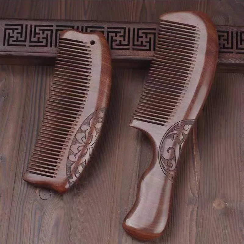 

Natural Sandalwood Hair Comb Handmade Wood Anti-static Detangling Head Scalp Massage Tool for Curly Hair for Women Men