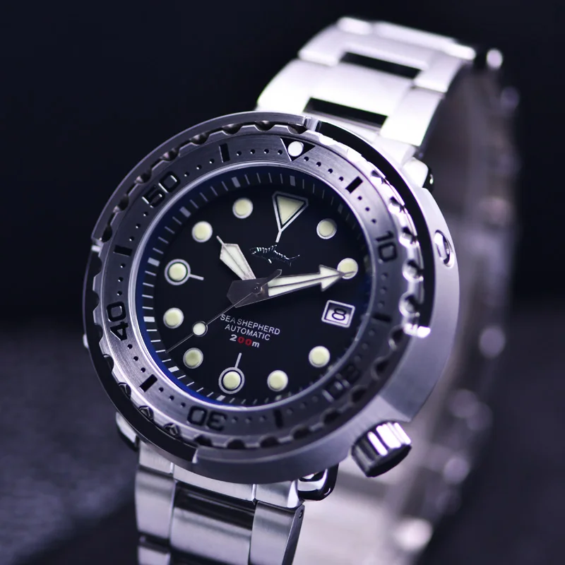 Heimdallr Tuna Diving Watch 316L Stainless steel C3 super luminous Sapphire Glass 20ATM Waterproof Black Dial Mechanical Watch