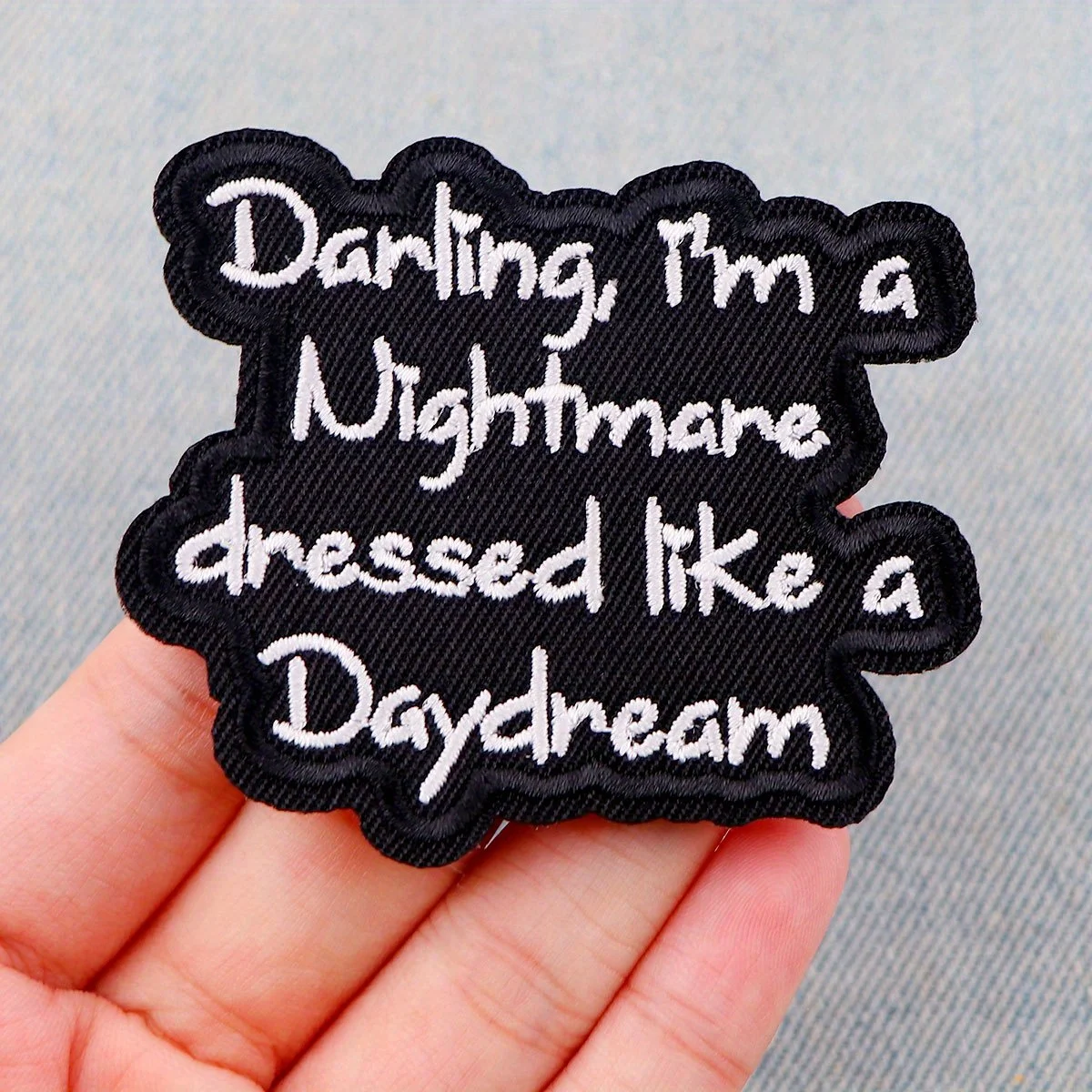 1pc 'I'm a Nightmare' Funny Quote Patch - Taylor Swift Album Lyrics Embroidered Iron-On/Sew Meme Patch for Bags, and Clothing