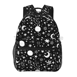 Handdrawn Stars and Moons Laptop Backpack for Boys Girls School Book Bag Travel Hiking Camping Daypack with Multiple Pockets