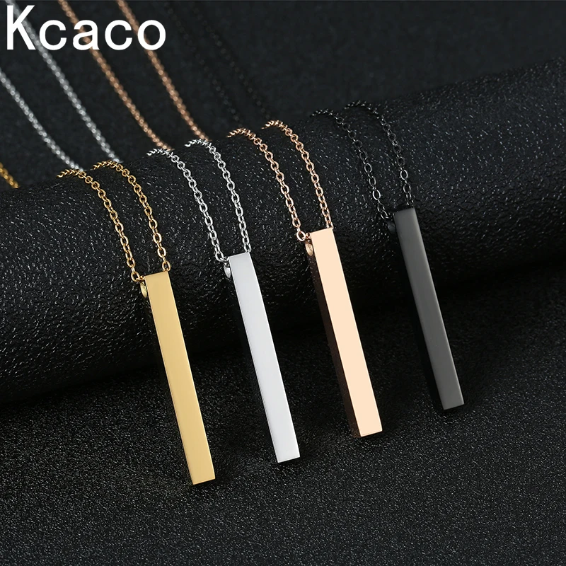 Engravable Bar Necklace, Womens Choker Necklace Stainless Steel Custom Engrave Text Horizontal/Vertical Bar Pendant Men Necklace