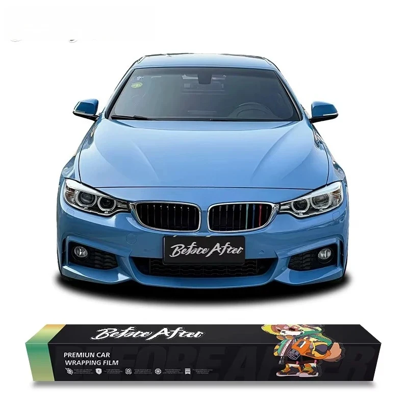 Gloss Wrap Vinyl Color Change PET China Blue Auto Car Wraps Bubble Decoration Films