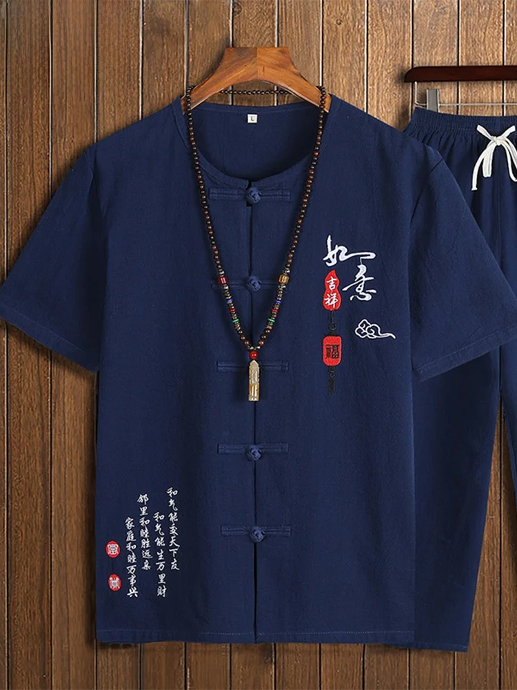 tucano-wooden-duck-summer-cotton-linen-short-sleeve-casual-wear-home-clothes-men's-suit-button-decorated-lightweight-set