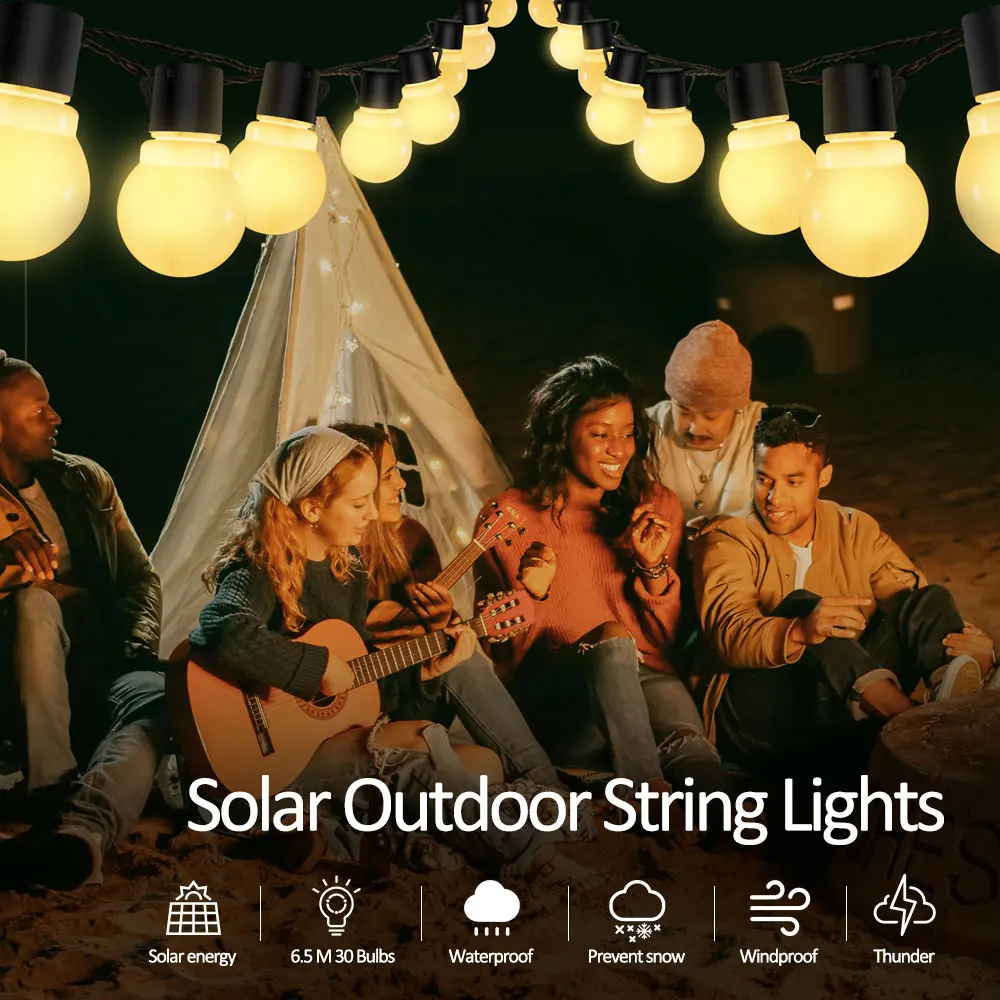 Mexllex G50 LED String Lights Outdoor, Warm/Colorful Globe Waterproof Bulb Twinkle Christmas DIY Home Wedding Party Garden Decor
