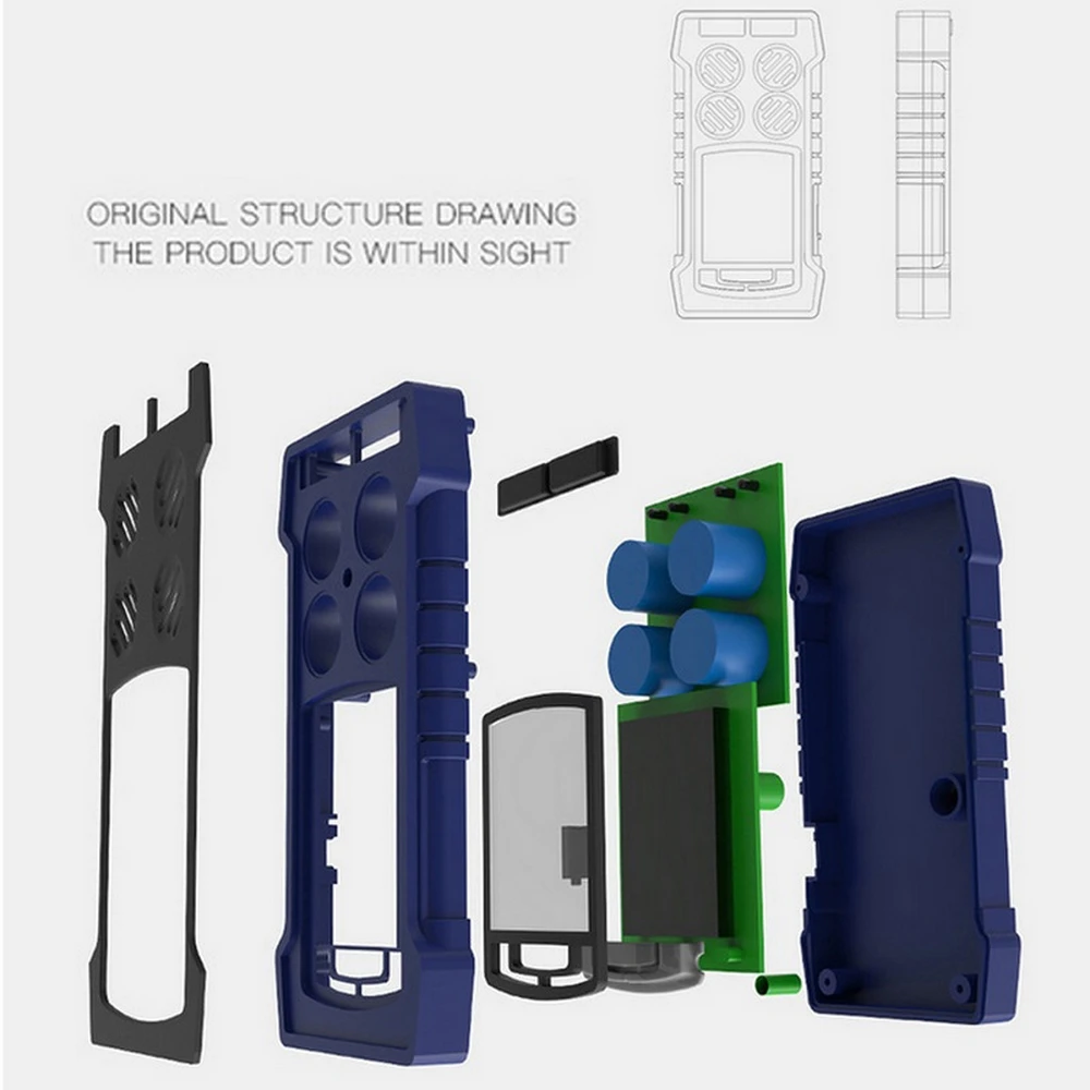 4IN1 Portable Multifunctional Gas Analyzer O2,CO2,H2S and EX Measuring Device CO2 Detector Combustible Gas Tester