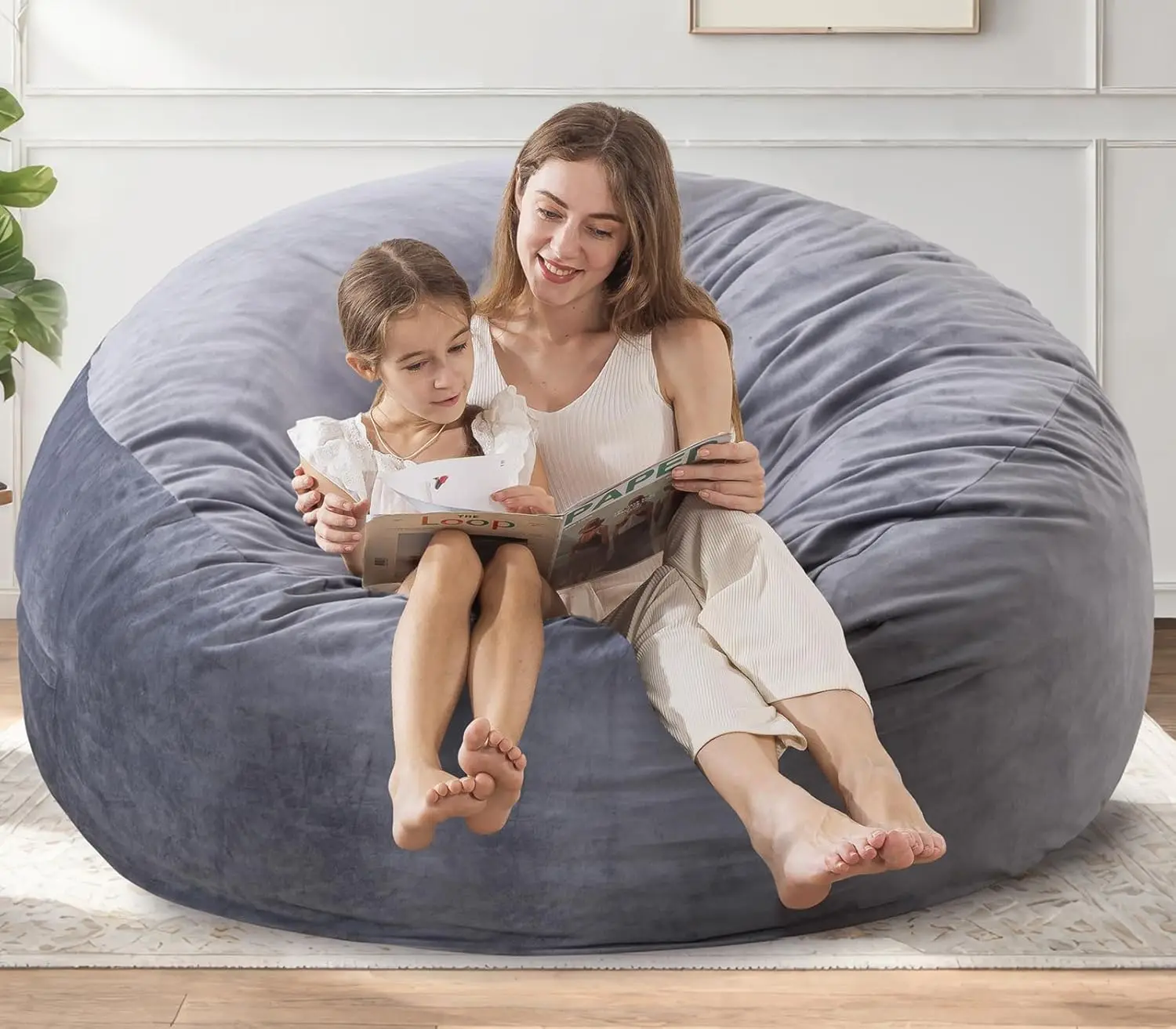 Large Bean Bag Chair for Adults/Kids with Filling, 4 ft Memory Foam Bean Bag Chairs with Filler Included, Ultra Soft Dutch