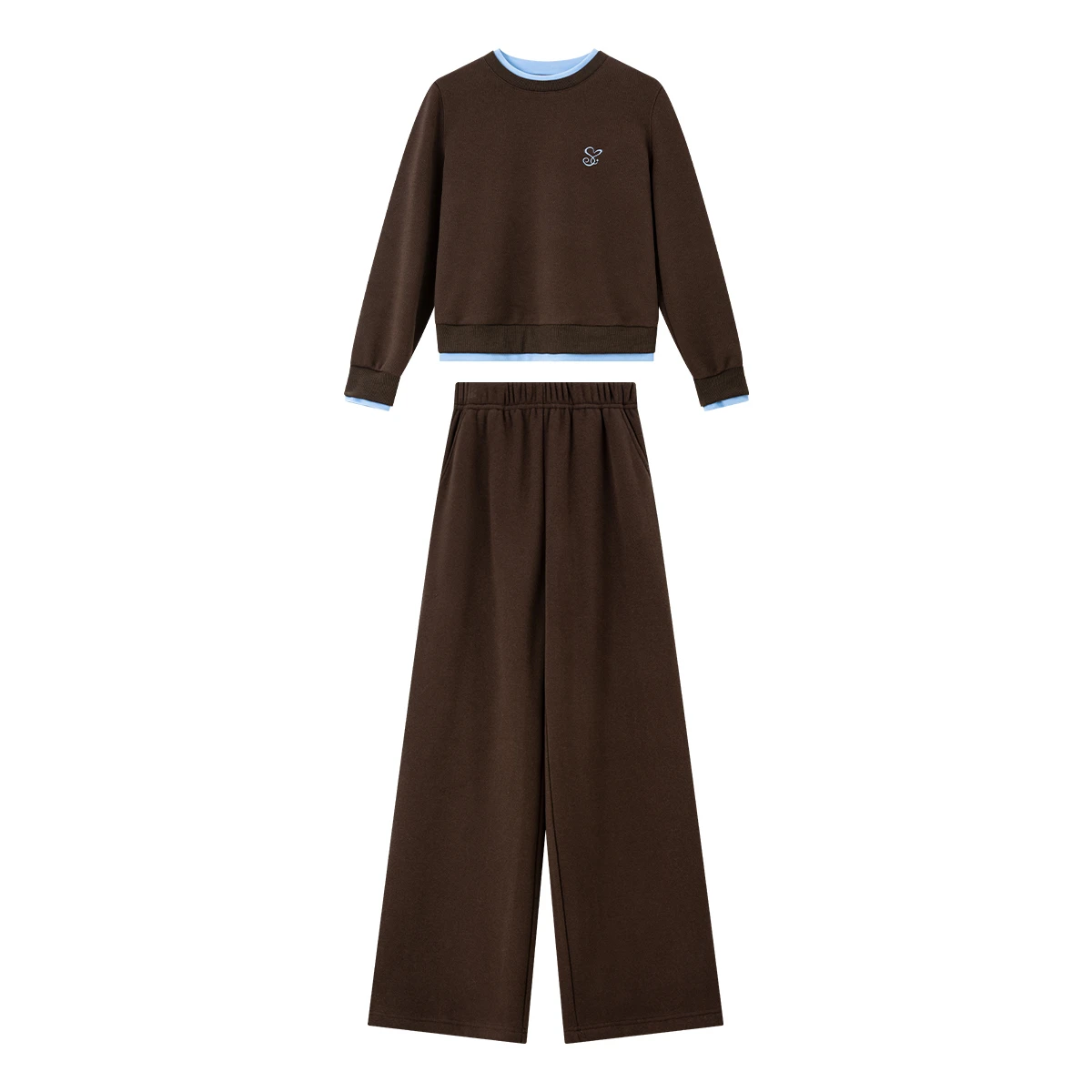 VIMLY Women's Tracksuit 2 Pieces Set Winter 2025 Crew Neck Contrast Color Sweatshirt Long Pants Fleece Lined Lady Suit Set A3369