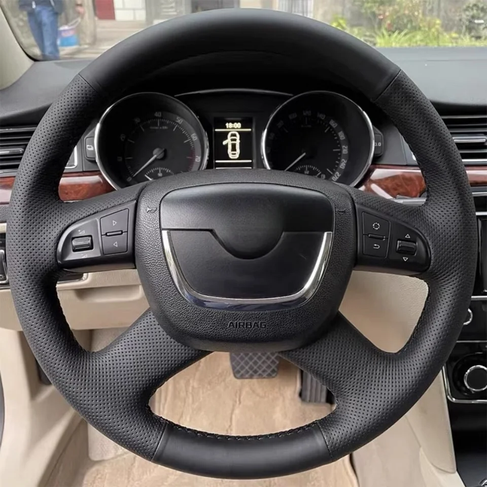 DIY Lenkradbezug Kunstleder atmungsaktiv für Skoda Octavia A5 Superb 2012 2013, Flechtbezug für Skoda-Lenkrad – Detail 1