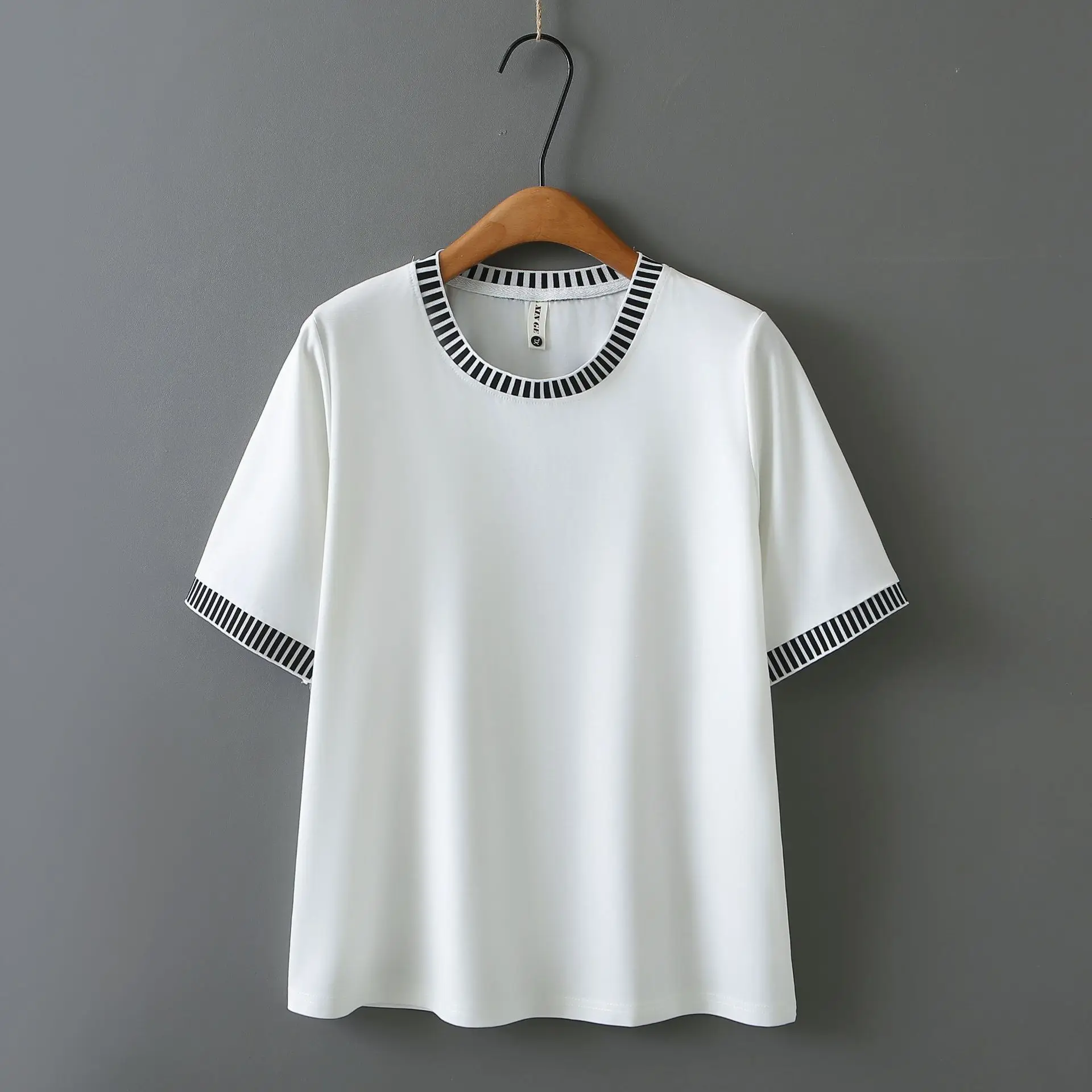 

100kg Summer New Top Casual Striped Thread short-sleeved Tees Plus Size Women's T-shirt 2016