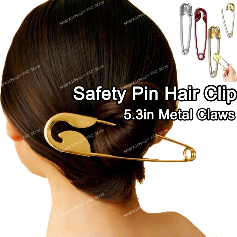 Presilhas de Cabelo Grandes de Metal 5.31in com Grampo de Segurança, Douradas, Prateadas e Vermelhas, Acessórios de Moda para Cabelo Feminino, Presentes Fofos para Meninas