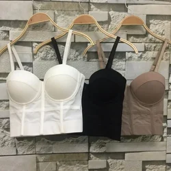 Espartilho de malha push-up feminino, sutiã corest mais bustier, tops cortados, boate festa, nova moda