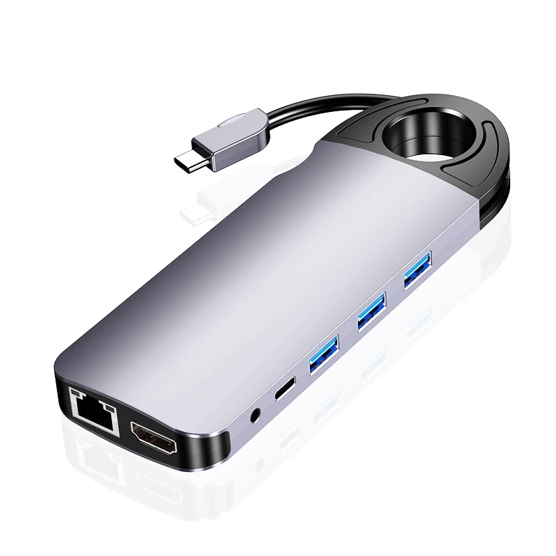 Type C Hub, 10-In-1 Type C Docking Station To  VGA Gigabit Ethernet 3 USB 3.0 SD/TF Card Reader 3.5Mm, Hub Adapter