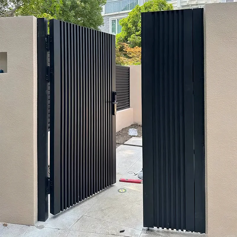 Modern Design Powder Coated Black Aluminum Single Double Gate Side Walk Nice Looking Swing Gate Aluminum Fencing Trellis Gates