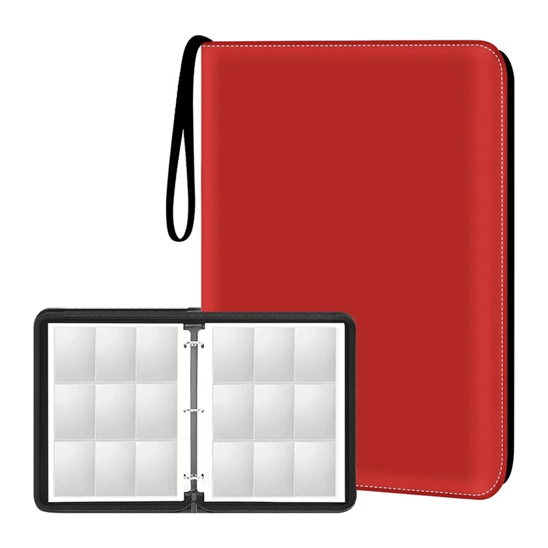 Trading Card Binder 900 Pockets 9-Pocket Card Collection Binder Fit For Game/Football/Baseball Card Red