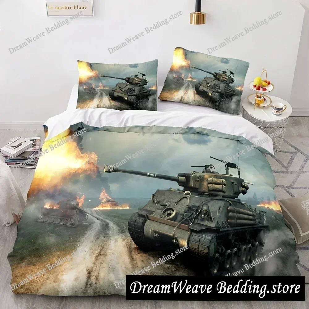 Armored Tank Duvet Cover Fighter Bedding Sets for Bedroom Decor Boys Teens Military Queen King Full Size Polyester Quilt Cover96