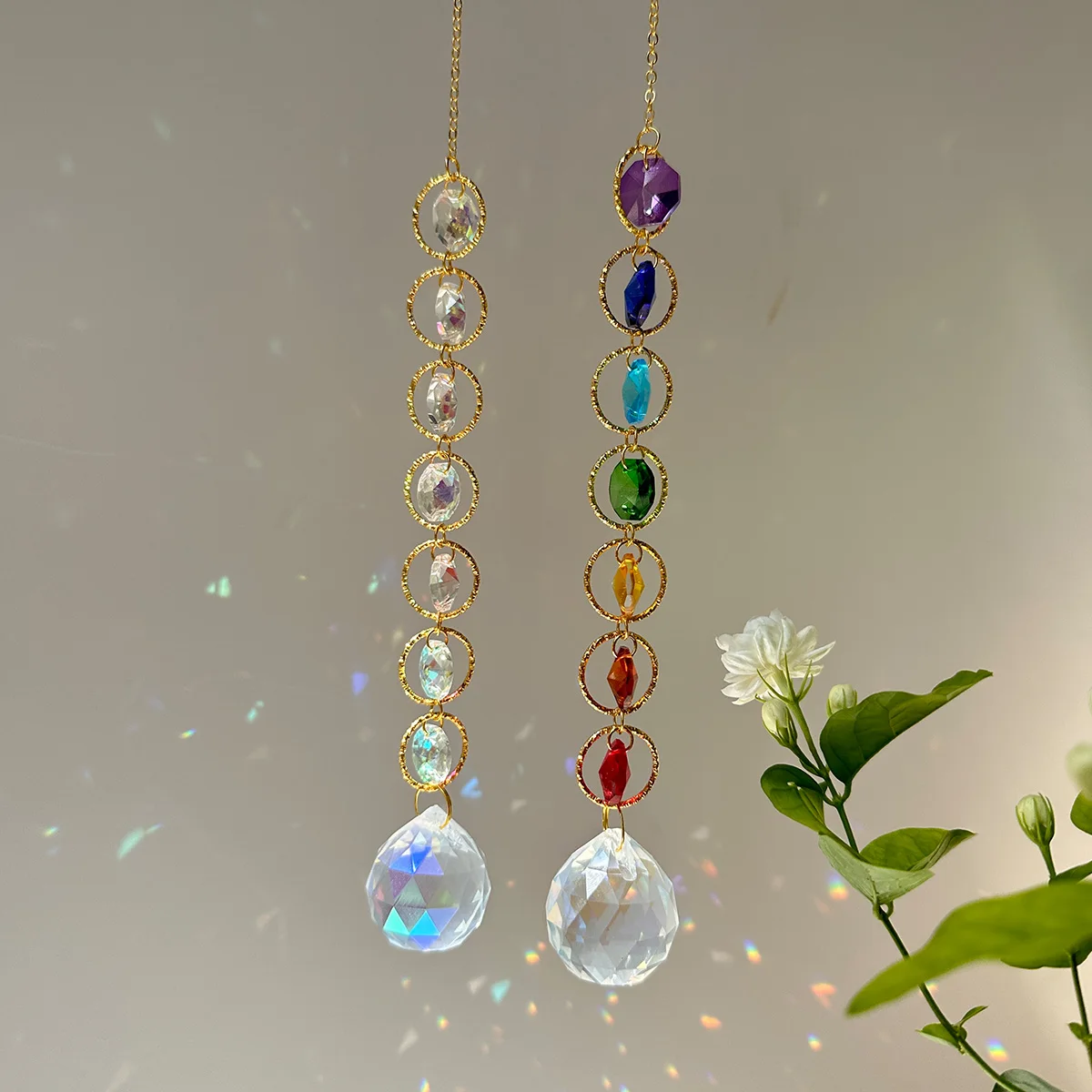 Crystal Suncatcher Mobile Meditation Home Decor Rainbow Maker Prism Suncatcher (Rainbow and Whimsy)