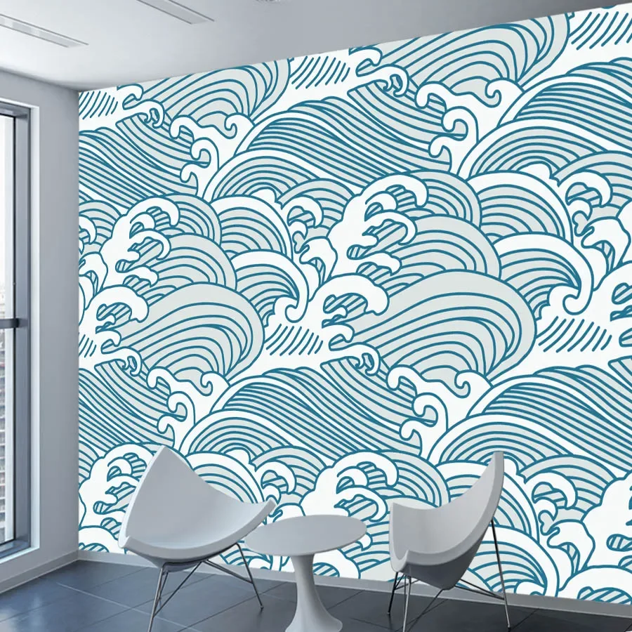 Custom Peel and Stick Accept Wallpaper for Living Room Bedroom Walls Papers Home Decor Nature Sofa Decoration Sea Wave Covering