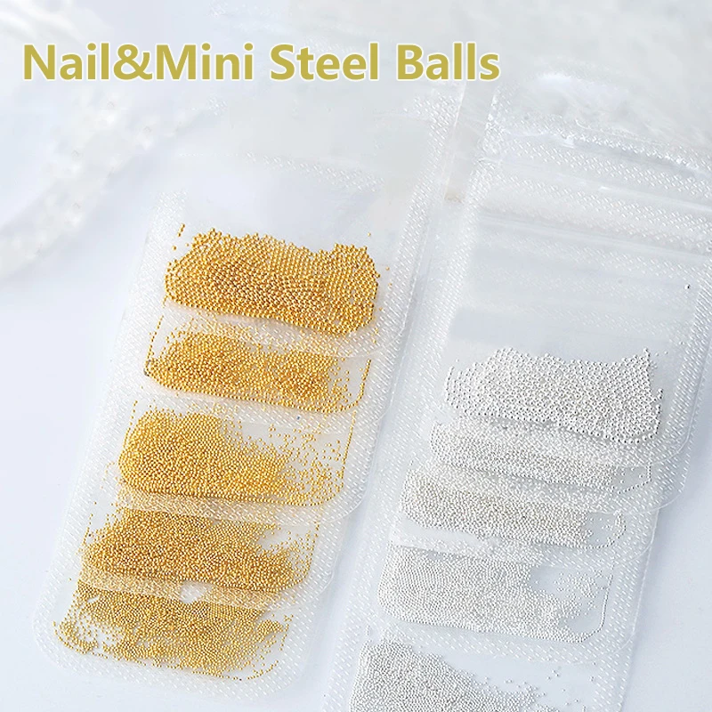 1 Zak 0.5-3.0Mm Nail Art Kaviaar Kraal Strass Voor Micro Stalen Bal 3d Decoraties Uv Gel Acryl Tips