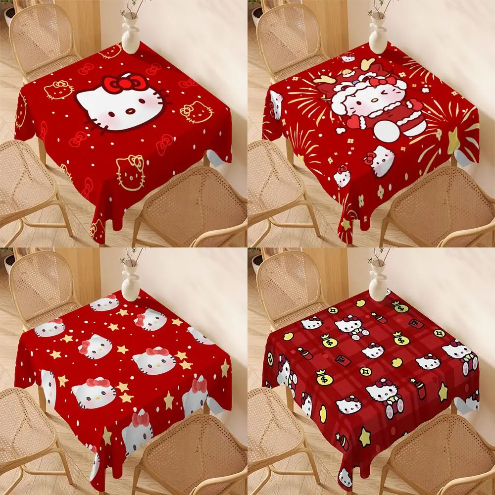 

HelloKitty Red Tablecloth Festive Cartoon Dining Table Cloth Waterproof Stain-Resistant Home Decor Table Cover Multiple Patterns