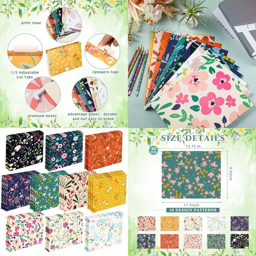 

Pcs Decorative Hanging File Folders Letter Size Cute File Folders Designer Floral File Folders Colored File Folder Organizer fo