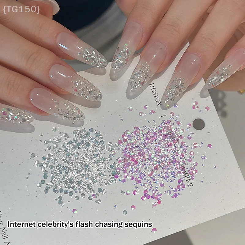 ホログラフィックネイルグリッターダスト、不規則なレーザーフレーク＆スパンコール、クリエイティブなマーメイドスパークルマニキュアデザイン用