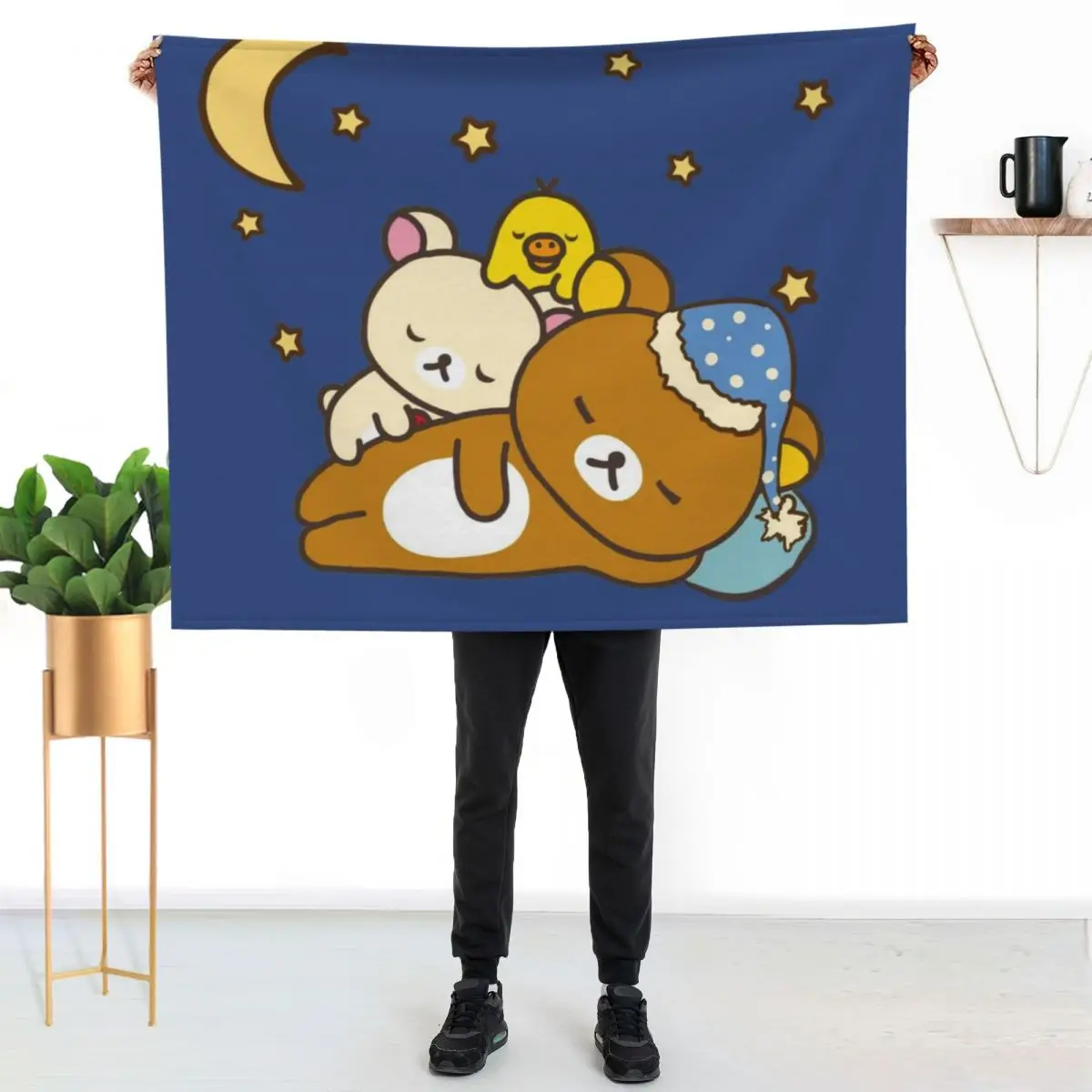 Sleepy time bears Rilakkuma Throw Blanket Flannels Decorative Sofa Furry Sofas Moving Custom Blankets