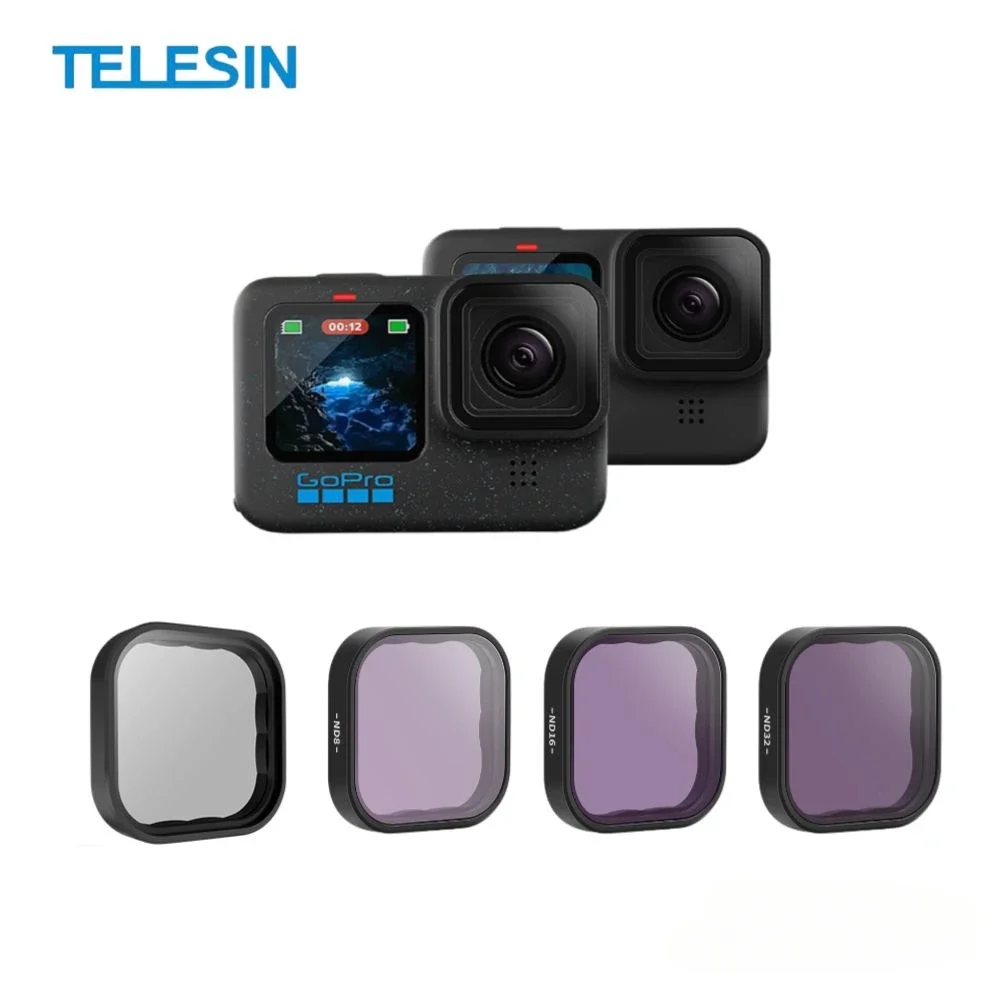 TELESIN CPL ND8 ND16 ND32 Lens Filter Set for GoPro Hero 12 11 10 9 Black Aluminium alloy Frame Action Camera ND CPL Accessoreis