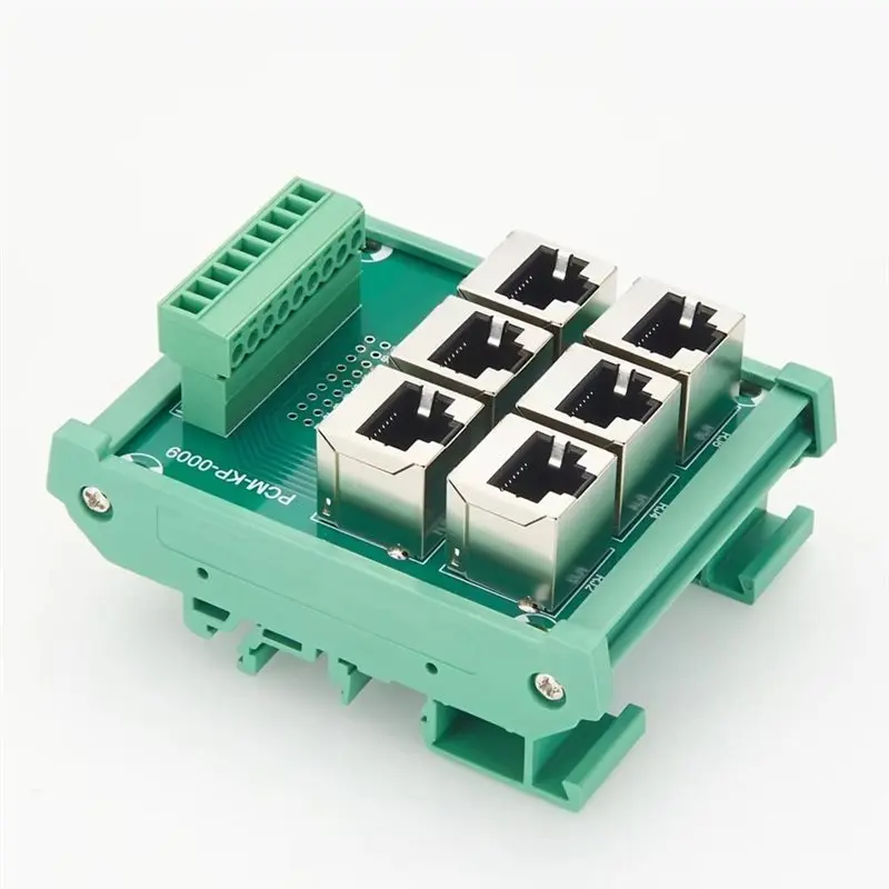 ABRU-DIN Rail 6 Way RJ45 To Terminal Block Adapter For Ethernet For Industrial Automation PLC Control Network Breakout Board