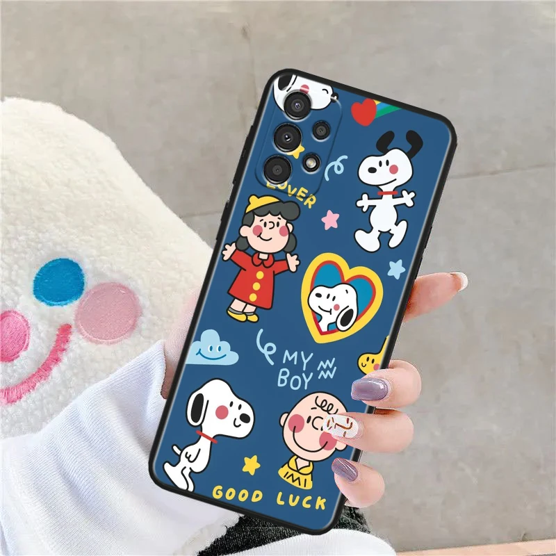 Anime Snoopy Cute For Samsung A90 A80 A70S A60 A50S A40 A30S A20E A20S A10S A03 A02 A2 Silicone Black Phone Case