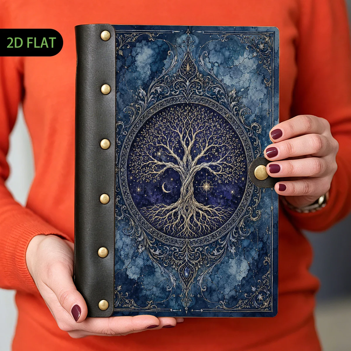Journal Leather Hardcover - 1PC Blue Celestial Tree Of Life