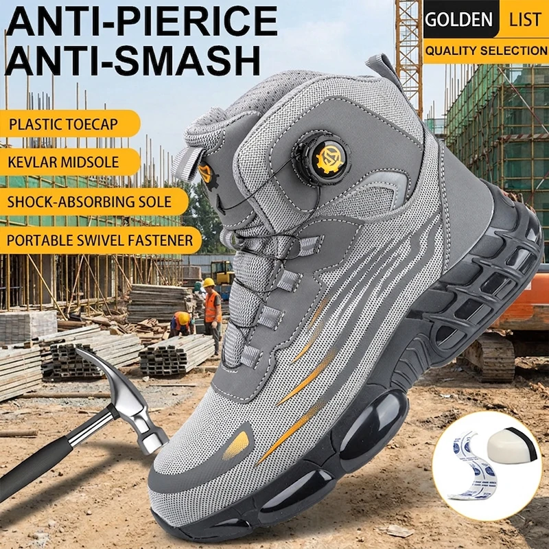 High-Top-Sicherheitsschuhe mit Mesh-Obermaterial, TPU-Sohle, Drehverschluss, Stahlkappe, durchtrittsicher und stoßfest, Unisex für schwere Arbeiten – Detail 5