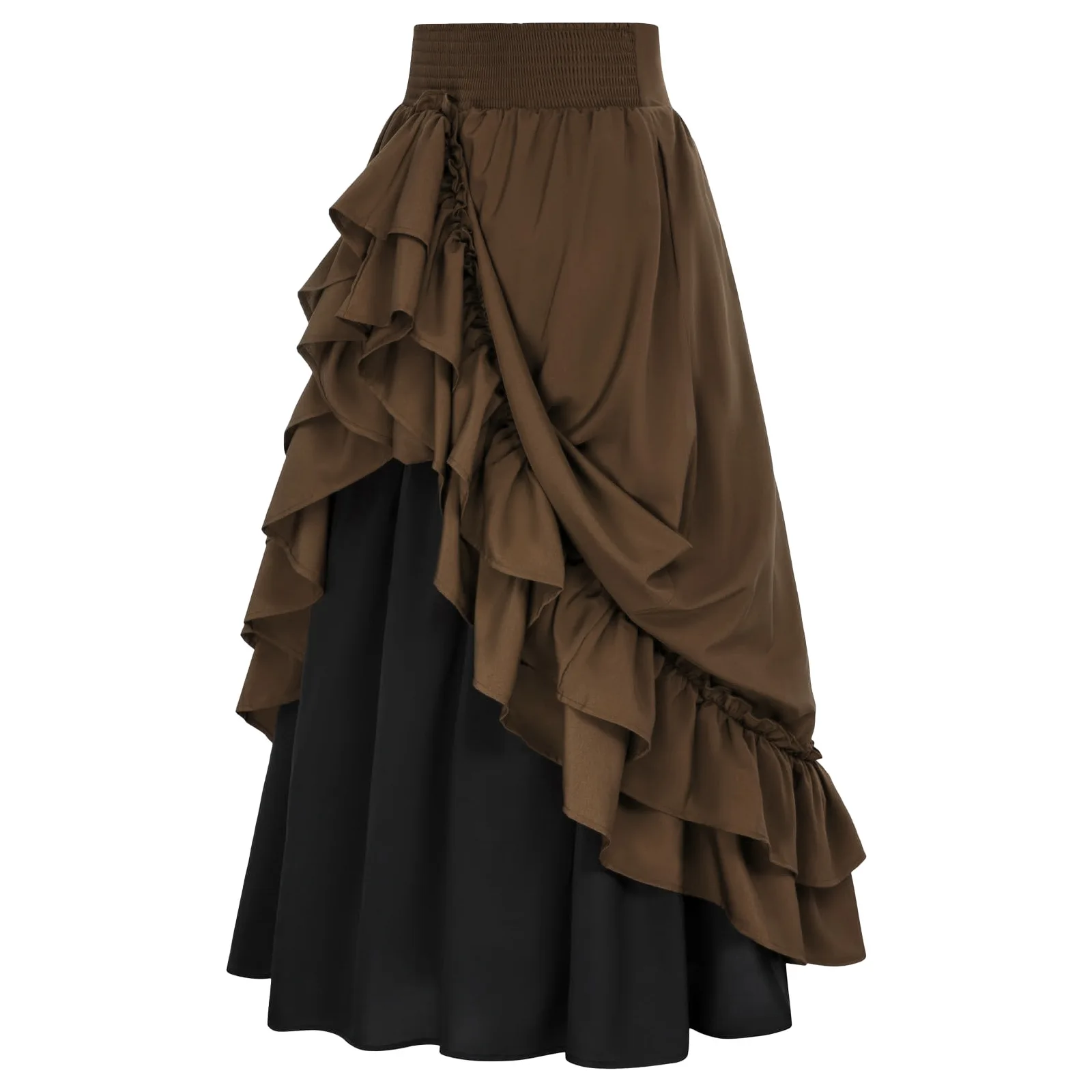 Women Double Victorian Renaissance Half Skirt 2024 Women's Solid Color Draped Pleated Vintage Renaissance Skirt